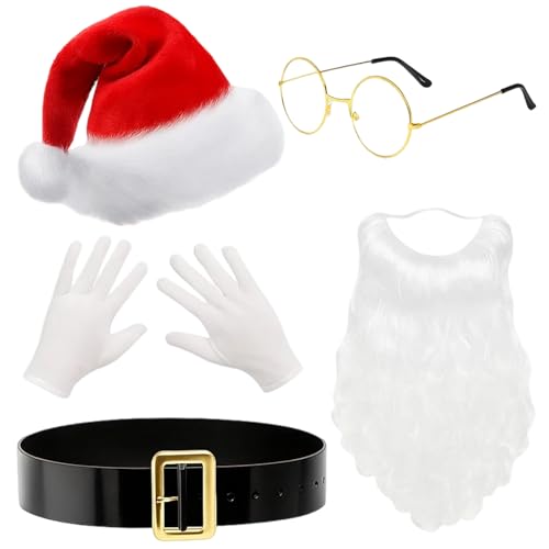 ZaoGoin Weihnachtsmann Kostüm, Nikolaus Kostüm Set mit Mütze, Bart,...