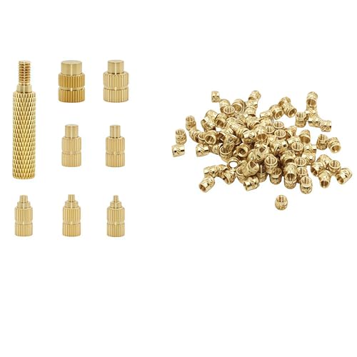 Tuerca de inserción térmica con punta de hierro M2 M3 M4 M5 M6 M8, rosca de latón, kit de inserción integrado, herramienta for soldadura de impresora 3D de plástico(1set and 200pc M3nut)