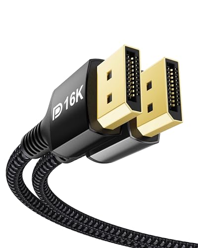 Image of Stouchi DisplayPort Cable 16K 2.1, 10FT /3M DP Cable Black 80Gbps 16K@60Hz, 8K@240Hz HBR3 4K@240 HDR, HDCP, DSC 1.2a Support Monitor FreeSync G-Sync Video Card