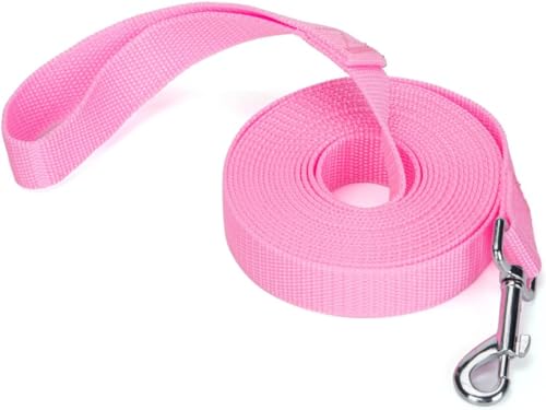Image of 10 Feet Nylon Training Dog Leash for Small Medium Large Dogs Puppy Lead for Obedience Recall Training, Camping (Pink)
