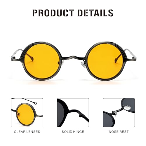 J&L Glasses Polarized Round Sunglasses for Mens Womens Small Circle Metal UV400 Protection2