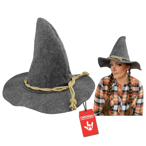 Nicky Bigs Novelties Morph Wizard Felt Hat Witch Sorcerer Hats Adult Costume Scarecrow Accessory for Halloween Deluxe Grey Adult Oktoberfest Peasant Hats Durable Lightweight Cosplay