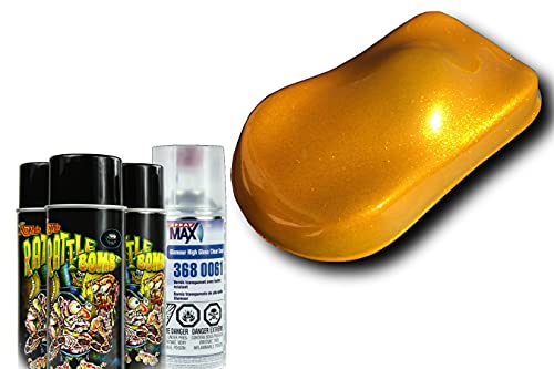 Lil Daddy Roth Rattle Bomb Kit - Gold Kit - Aerosol Metal Flake, Basecoat, Kandy, Clearcoat