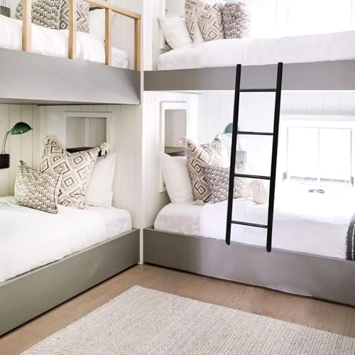 Adjustable Black Step Ladder for Bunk Beds - 4/5 Steps with Hooks, Perfect for Dorms, Lofts & Motorhomes - 130cm (51") Climbing Accessory