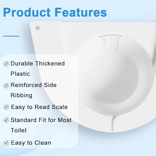 Image of Graduated Specimen Collector Pans, Urine Collection Hat for Toilets and Commodes 27oz /800cc, Universal Urine Pee Stool Sample Collection for Women and Elderly, 6 Pack