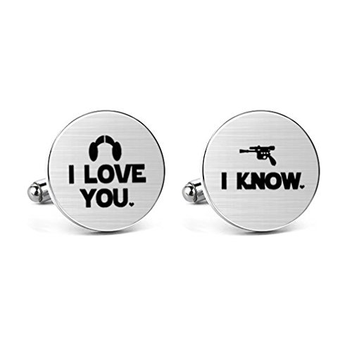 MUEEU Mens Cufflinks Engraved I Love You I Know Valentine's Day Wedding