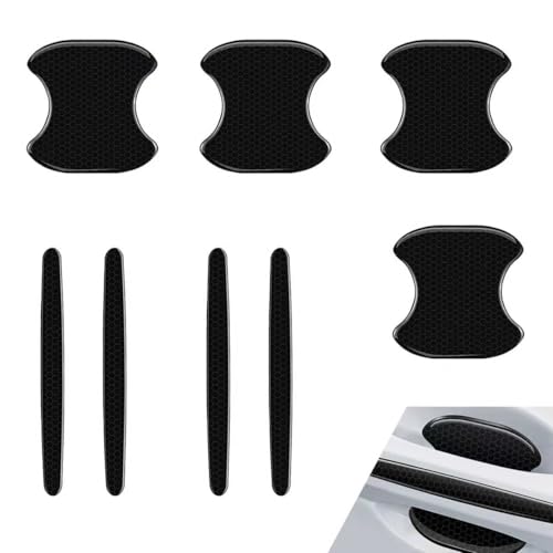winterrock 8PCS Car Door Handle Protector Reflective Car Door Handle Bowl Stickers Self-Adhesive Anti-Scratch Doors Handles Paint Protective Film Universal Protection Guard for Most Cars (Black)