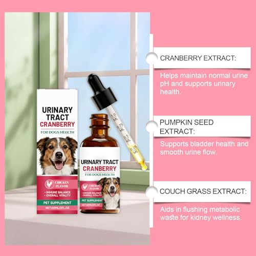 Uti-Behandlung Bei Hunden, Zur Unterstützung Der Blasengesundheit, 60 Ml, Harnwegstropfen, Natürliches Kräuterergänzungsmittel Mit Cranberry-Blasengesundheit, Sanfte Natürliche Formel, Für Hunde Aller