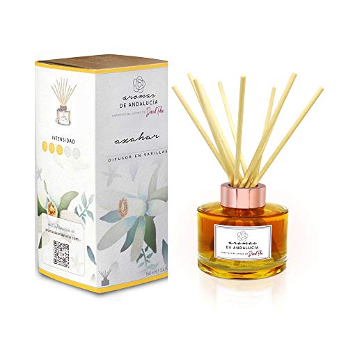 AROMAS DE ANDALUCIA, Ambientador, Mikado, Varillas, Lujuria Azahar, Cristal, 160ml 8.8 x 8.8 x 19.4 cm Cover