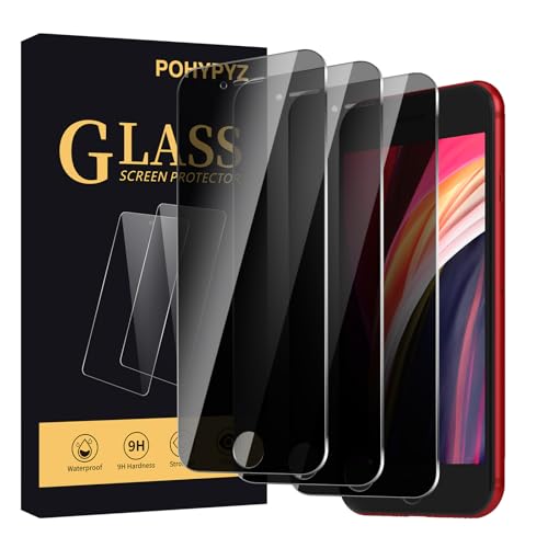 POHYPYZ 2 Pack Privacy Screen Protector for iPhone SE 2022/SE 2020/8/7Anti-Spy Tempered Glass Film Anti-Scratch 9H HardnessCompatible phone casesHigh definition