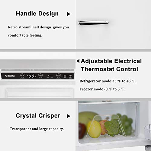 Galanz GLF11UWEG16 Convertible Freezer/Fridge, Electronic Temperature Control, 11 Cu.Ft, Retro White on Fridge.com