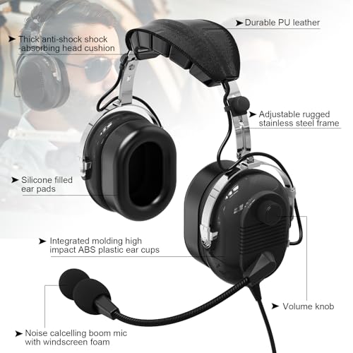 Casque d'aviation générale double prise microphone passif stéréo - 2