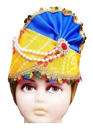 Image of Sarvda Shree Krishna Dress for Baby Boy & Radha Dress for Girls | Janamashtami Dress | Fancy Dress Costume with Accessories Dhoti, Dupatta, Mukut Flute Complete set, Ethnic wear
