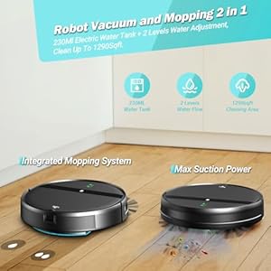 Robot Vacuum and Mop Combo WiFiAlexaApp Scheduling Smart Robotic Vacuum Cleaner Ultra Slim Quiet Tangle Free Auto Recharge Robot Vacuum Cleaner for Pet HairCarpetHard Floor