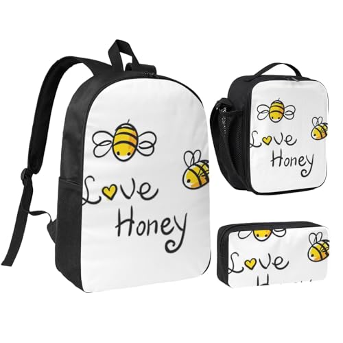 Sac à dos d'école léger 3 pièces avec trousse et sac repas EdWal Bee Love