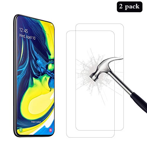AhaSky [2 Piezas Protector de Pantalla para Samsung Galaxy A80 Cristal Templado, Resistente a Arañazos Vidrio Cristal Templado, [2.5d Borde Redondo] [9H Dureza] [Alta Definicion]