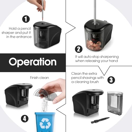 Taille-crayon électrique noir automatique avec réservoir de copeaux grande capacité - 3