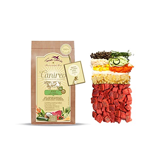 Terra Canis Manzo, verdura, frutta e farina di cocco - Canireo cibo secco, 1kg I Alimento premium per cani con ingredienti di autentica qualità human-grade al 100% I 64% di carne fresca & grain-free