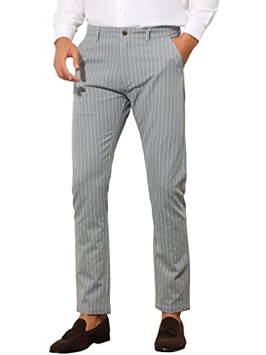 Lars Amadeus Stripes Dress Pants for Men's Slim Fit Business Flat Front Chino Trousers