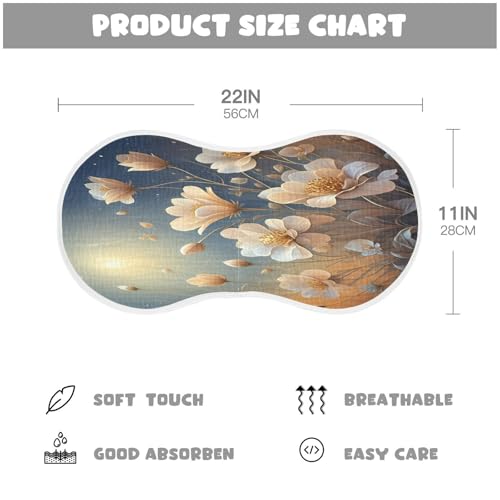 J JOYSAY Flowers White Baby Burp Cloths for Boys Girls Large 22''x11'' Cotton 4 Layer Drool Cloths for Spit Up Newborn one sizex42