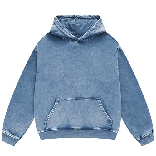 FAIABLE Womens Mens Acid Wash Hoodie Oversized Vintage Fleece Hoodies Heavyweight Distress Washed Sweatshirt for Couple 2025
