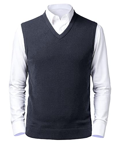 Gilet Homme Coton Col V Sans Manches Tricoté Kallspin - Pull-over Relaxed Fit Pull Cachemire Doux