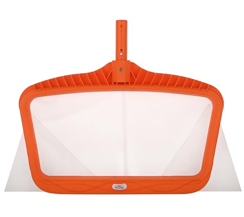 Image of POOLX Heavy Duty Plastic Leaf rake with Short wear Screen mesh Deep net for Pool Cleaning (Orange)