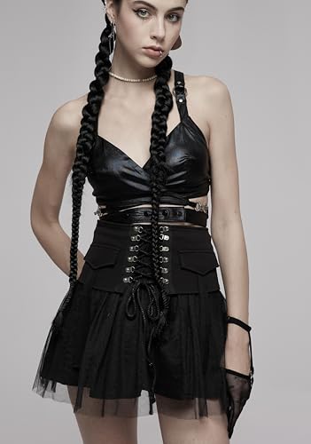 Goth Mini Tulle Lace Skater High Waist A-Line Flared Rave Skirt for Punk Rock Women2