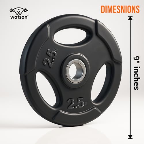 Image of WATSON 3 Cut Rubber Coated Metal Weight Lifting Bar Plates With Metal Bush Compatible Upto 30mm Gym Rods, Home Gym Weight Plates For Men & Women (40Kg Set (5Kgx4, 2.5Kgx8))