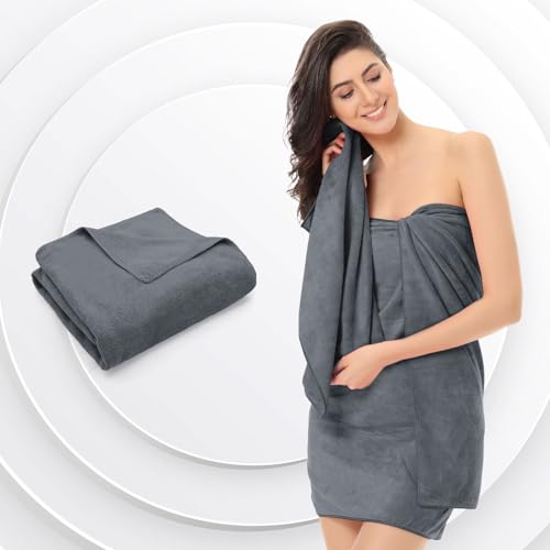 Image of Sassoon Venir Microfiber 1 Piece Women Bath Towel 450 GSM (60x120cm, Stormdust Color) Ultra Soft Material, Towel for Daily use