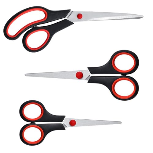Scissors,3pcs Multipurpose Scissors with Sharp 2mm Thick Blades, Comfort-Grip Handles,tainless Steel Cutting for Paper and Tapes Heavy Duty for Home Offices Schools