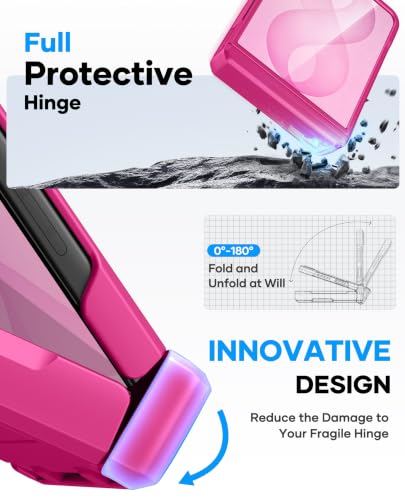 Image of ASAFCASE for Samsung Galaxy Z Flip 8 Case with Hinge Protection, Hot Pink | Card Slot (2-3 Cards), Outer Screen Protector, Military Grade Protect, Heavy Duty Wallet Case for Samsung Galaxy Flip 8