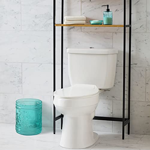 Image of KMwares Elegant 2.6-Gallon Thick Glass Wastebasket - Durable, Odor-Free, Easy to Clean, Stylish Decorative Trash Can for Home & Office (Teal Blue)