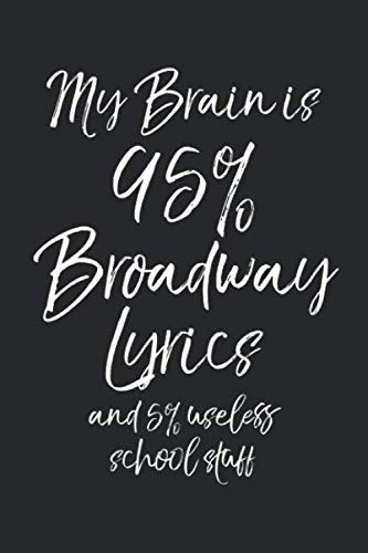 My Brain is 95% Broadway Lyrics and 5% Useless School Stuff: Musical Theatre Journal with Blank Pages to Write in - Theater Notebook for Dramatic Acting Notes: Broadway Gift Idea for Students