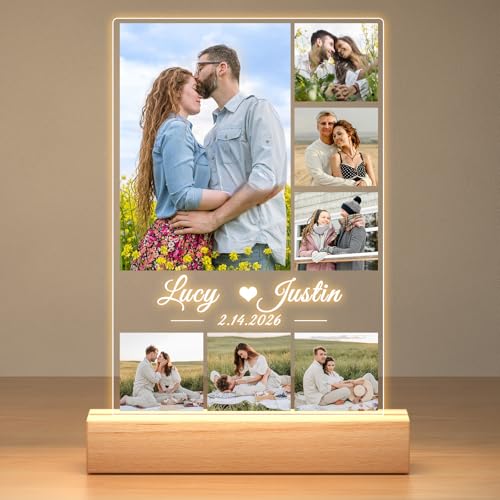 Bulaient Custom Picture Frames, Personalized Picture Frame with Night Light, Customized Photo Frame...