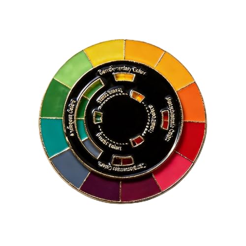 Color Wheel Interactive Spinner Enamel Pins - Color Selection Wheel Brooch - Metal Badge Creative Artist Gift (HX-X00412)