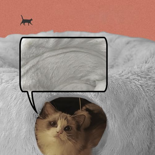 Lit tunnel pour chat isolant avec nid de chaud en peluche doudou - 3