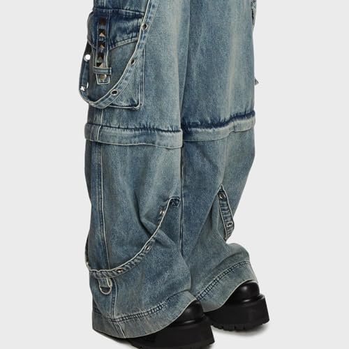 Dolls Kill Dual Delight Convertible Jeans by Current Mood – Washed Denim with Detachable Straps and Zip-Off Legs4