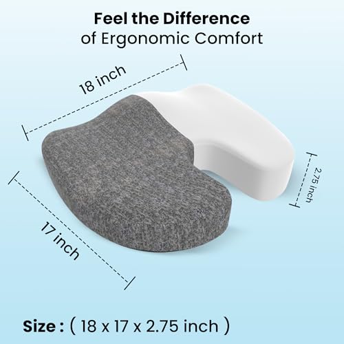 Image of CareFoam Coccyx Seat Cushion Memory Foam for Tailbone Pain Relief | Orthopedic Sciatica & Back Support Pillow for Office Chair, Car Seat, Wheelchair | U Shape Ergonomic Design, Washable Cover