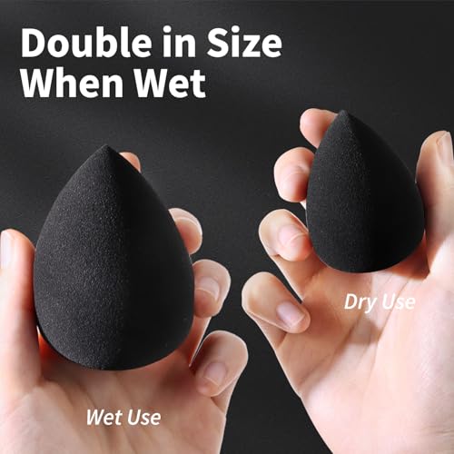 BEAKEY Makeup Sponge Set, Foundation Blending Beauty Sponge, Makeup Applicator Flawless for Liquid, Cream, and Powder, Latex Free and Vegan Makeup Sponges-5 Pcs Black - Image 6