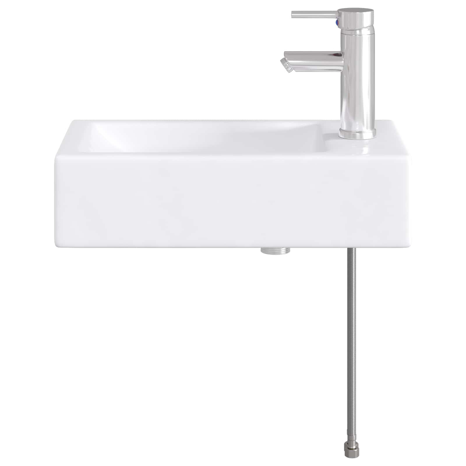 Mangloder Waschbecken fürs Badezimmer Chrom Metall 45,5 x 25,5 x 13 cm mit Wasserhahn Abfluss korrosionsbeständig ideal für Waschtisch Unterschrank Badmöbel Moderne Aufsatzlösung