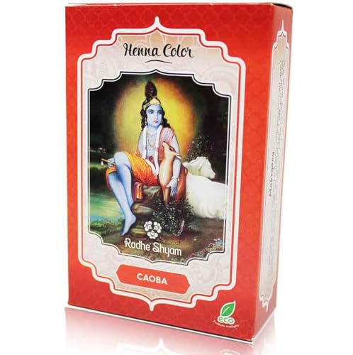 Radhe Shyam Henna Caoba en Polvo | Tinte Natural y Vegano para Cabello | Cubre Canas, Da Brillo y Volumen - 100 gr