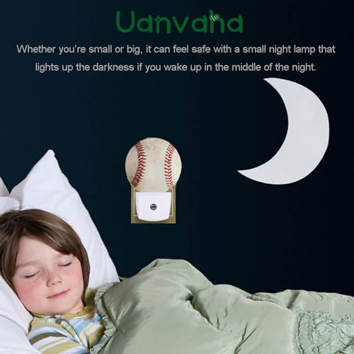 Image of Home Decorative Retro Night Light Lamp Baseball Worn Ball Sports Theme Plug-in Nightlights LED Lighting 0.5W Sleep Friendly for Bedroom Bathroom Staircase Hallway