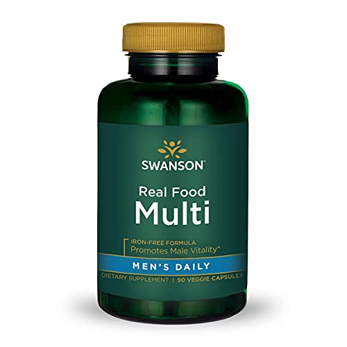 Real Food Multi Men's Multivitamin Multimineral Men's Health Prostate Stress Response Bladder Support Supplement Vegan Gluten-Free Non-GMO 90 Veggie Capsules Veg Caps