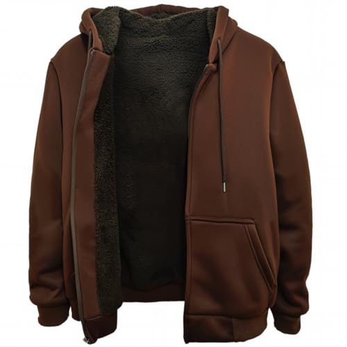 MINANUO Hoodies for Men Full Zip Up Sherpa Lined Sports Sweatshirts Mens Winter Fleece Fabric Jacket with Hood