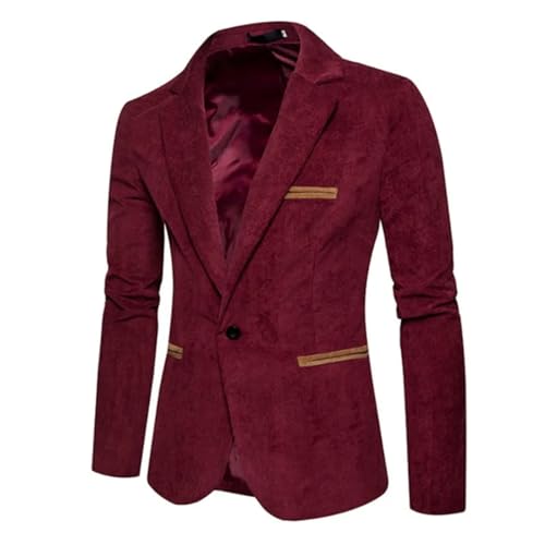 Men's Casual Suit Jacket Solid Color Corduroy Button Pocket Lapel Blazer Jacket4