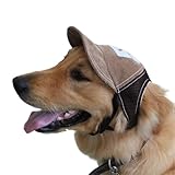 Baseballkappe für Hunde, verstellbare Hundemütze mit Sonnenblende, atmungsaktive Cordkappe für kleine, mittelgroße und große Hunde, Ohren-Design für Komfort (Größe S, M, L, Braun) (Kaffee, S