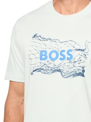 BOSS Herren Big Logo Chain Cotton T-Shirt Großes Logo Baumwolle T-Shirt (1er Pack), Open Air Blue, XL – Ansicht 3