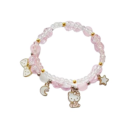 NIQIPOK Crystal Bead Bracelet Cute Cartoon Kawaii Elastic Beaded Bracelets for Women,Kawaii Crystal Beads Anime Relationship Matching Bracelet for Best Bracelets