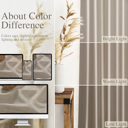 Image of Nanspring Cobblestone Linen Curtains 84 Inches Long for Living Room Light Filtering Semi Sheer Curtain Back Tab and Rod Pocket Modern Farmhouse Decor Elegant Drapes for Bedroom 52x84, 2 Panels